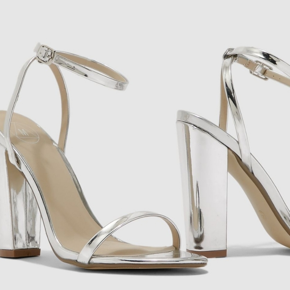 MissGuided Silver Strapped Heels